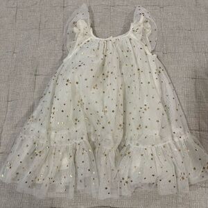 Baby Girls' White and Gold Starry Dress